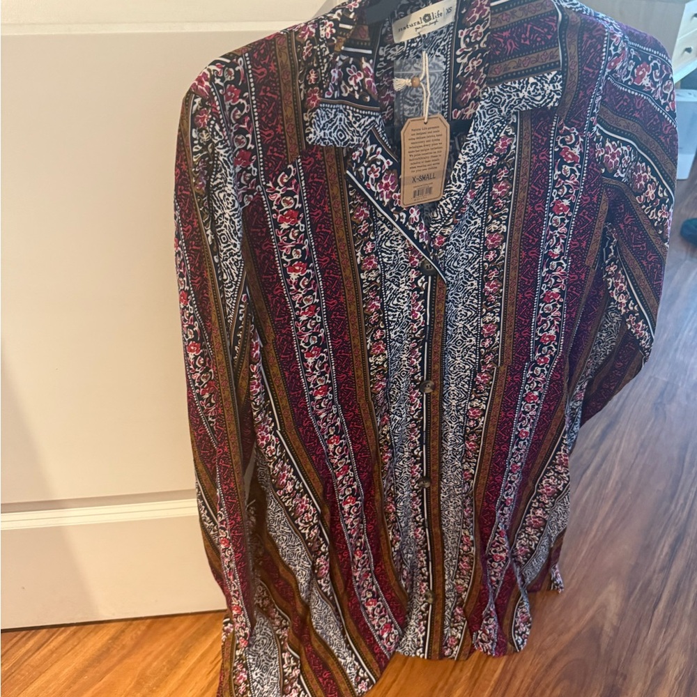 Natural Life. Ansley Woven Tunic Shirt Dress.